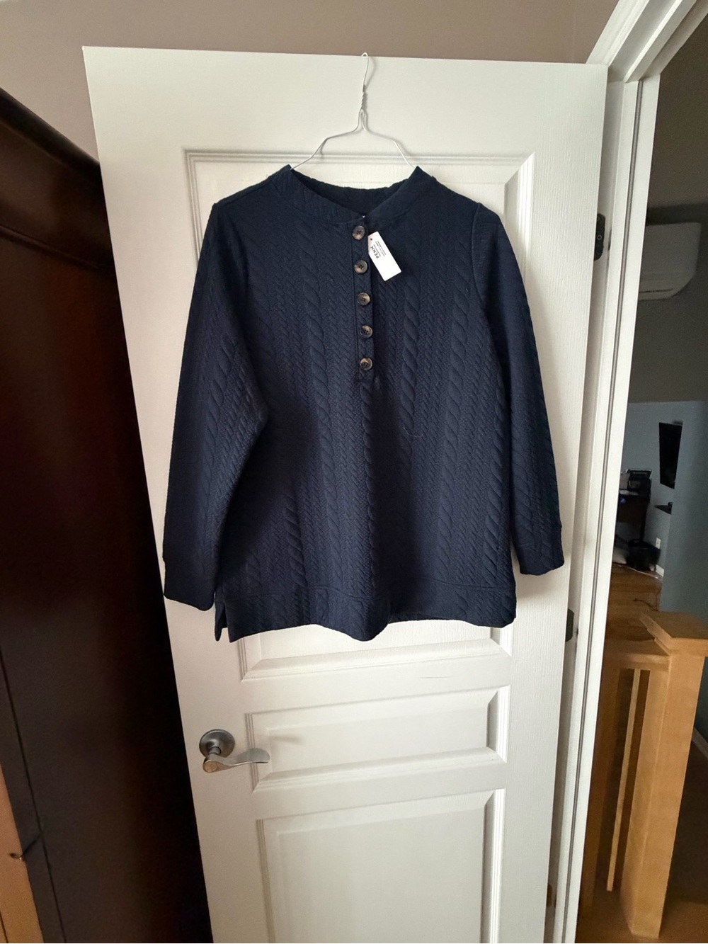Penningtons Navy Cable Knit Henley Sweater